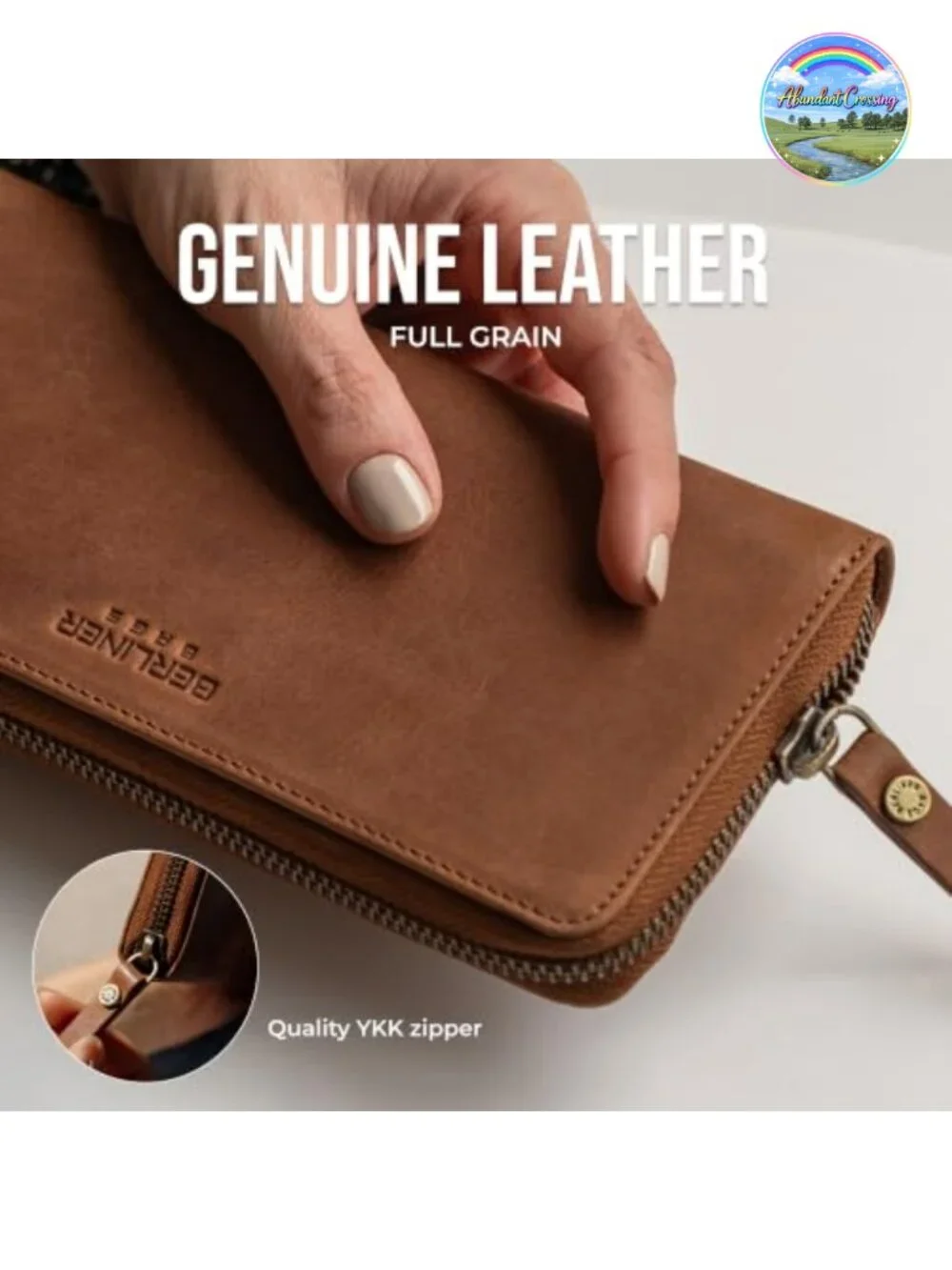Genuine Buffalo Leather Zip Around Wallet RFID Blocking 13 Card Slots